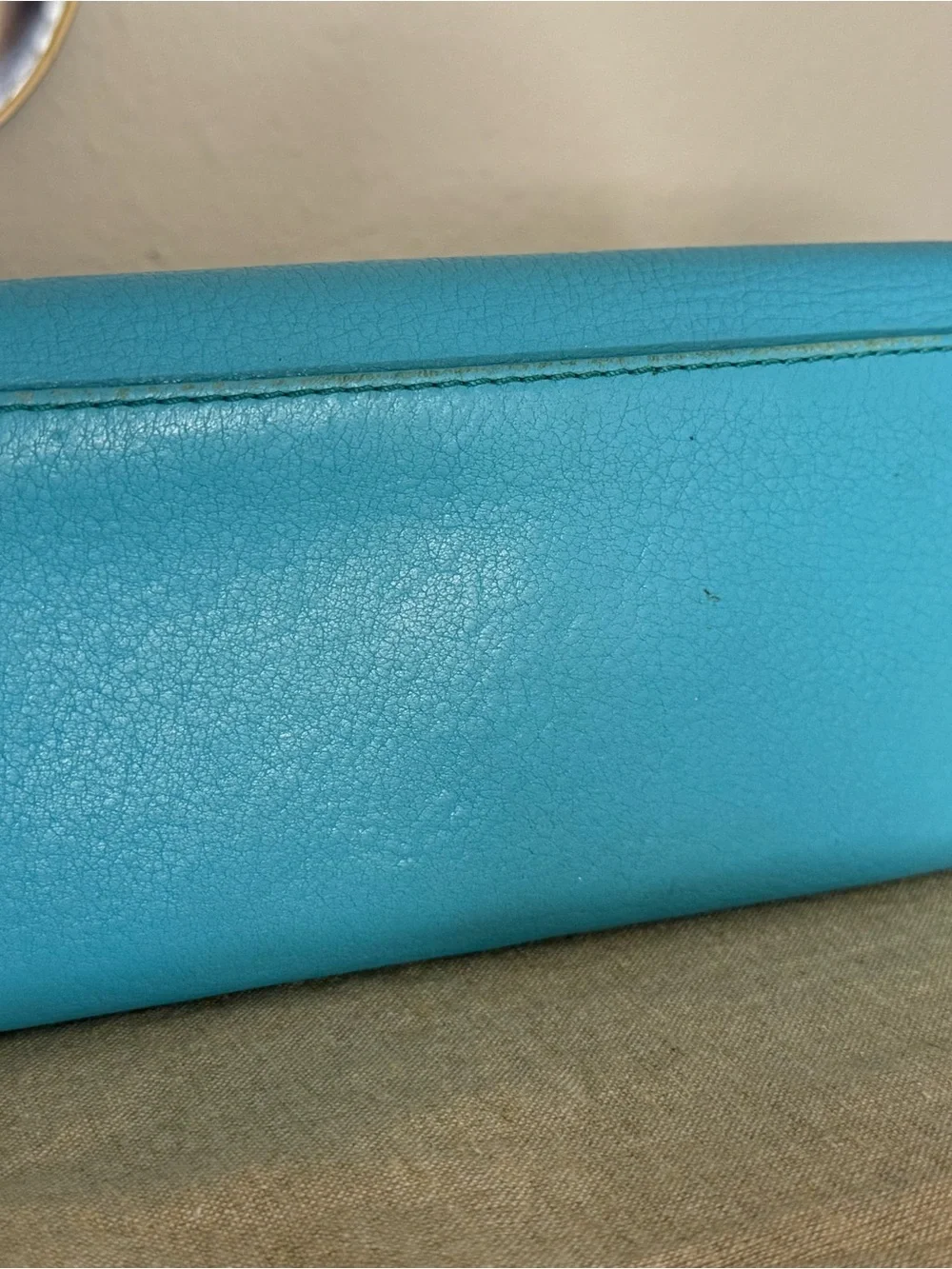 Michael Kors Turquoise Pebbled Leather Flap Wallet with Gold MK Emblem Limited